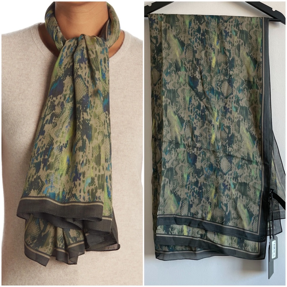 ALL SAINTS Masala Square Scarf In Rainbow Khaki